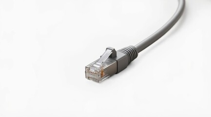 An Ethernet cable with an RJ45 connector. Local area network, router, data, Internet, IT technologies, isolated object for design.