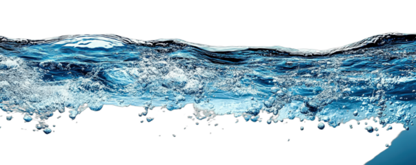 Clear blue water waves with bubbles and ripples