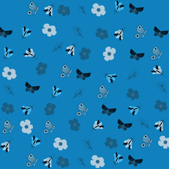 Vintage Butterfly & Flower Repeat Pattern