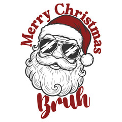 Merry Christmas Bruh - Retro Christmas Illustration