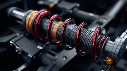 Detailed view of a high performance car shock absorber