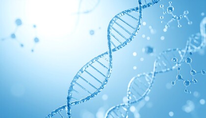 Radiant Blue Genetic Strands and Microscopic Cells in Firefly Glow Design