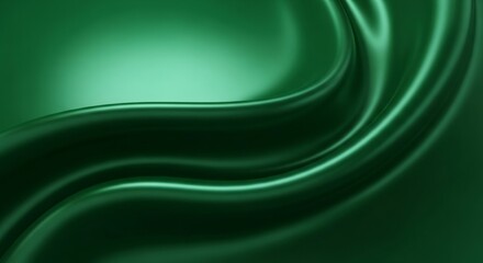 Smooth green silk fabric flowing with soft folds and highlights. Elegant dark emerald satin background for luxurious design and fashion. Color of 2026 year concept.