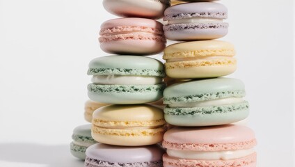Tower of Pastel Macarons - A Colorful Confectionery Delight.