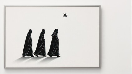 Three Wise Men Following the Star of Bethlehem Minimalist Art.