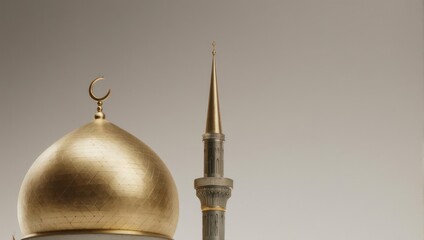 Golden Dome and Minaret - A Symbol of Islamic Architecture.