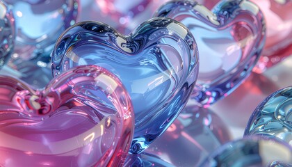 Szklane serce w kolorze niebieskiego i różowego jako symbol miłości