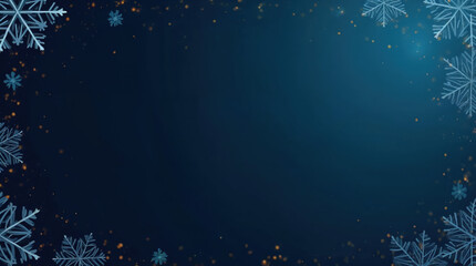Elegant winter background with snowflakes and golden bokeh lights