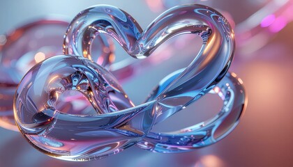 Szklane serce w kolorze niebieskiego i różowego jako symbol miłości