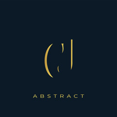 Obraz premium CJ Abstract Golden Logo Design. Abstract Golden Symbol Composition on a Dark Navy Blue Background
