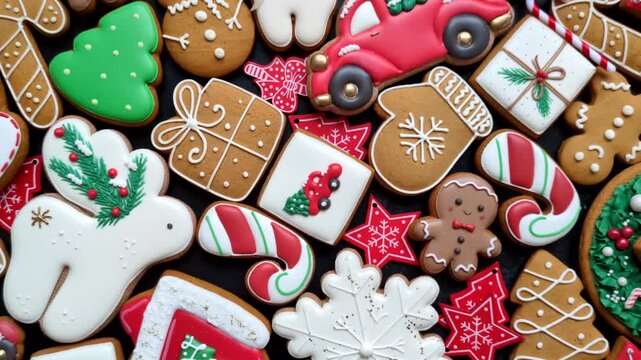 Gingerbread, Christmas cookies, and ornamental holiday baked goods. Christmas gingerbread as a backdrop for your design