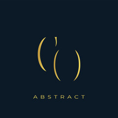 Obraz premium CO Abstract Golden Logo Design. Abstract Golden Symbol Composition on a Dark Navy Blue Background