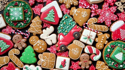 Gingerbread, Christmas cookies, and ornamental holiday baked goods. Christmas gingerbread as a backdrop for your design