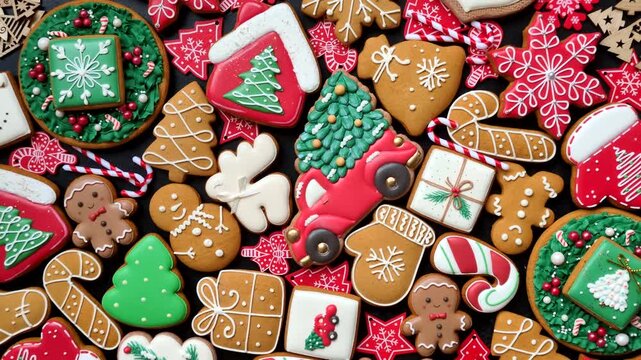 Gingerbread, Christmas cookies, and ornamental holiday baked goods. Christmas gingerbread as a backdrop for your design