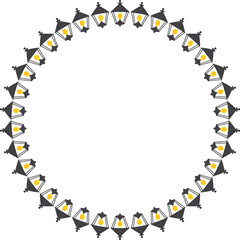 Lantern frame. Old-fashioned outdoor light lamps template. Street light illustration. Old style metal electricity lamp