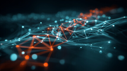 A dynamic network of connected points forming a digital mesh that symbolizes communication intelligence and the evolution of technological systems.
