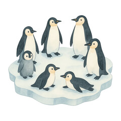 Obraz premium PNG Charming penguins on icy platform.