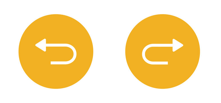 yellow curved left and right arrow icons undo redo return navigation buttons symbol png transparent background