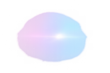 Abstract glowing iridescent gradient light leak overlay effect with lens flare on transparent background