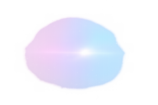 Abstract glowing iridescent gradient light leak overlay effect with lens flare on transparent background