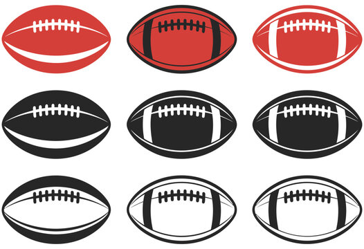 Rugby ball SVG, American football and sports ball vector illustrations, football silhouettes, digital graphics for apps, websites, print, team branding, merchandise, athletic design, and creative
