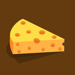 queijo amarelo com furos em estilo flat