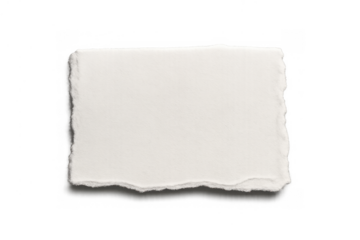 White paper piece with ripped, jagged edges, offering a textured, blank canvas on a transparent background for various uses
