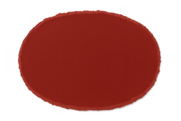 Red oval torn paper shape with ripped edges, offering a blank design template on a transparent background