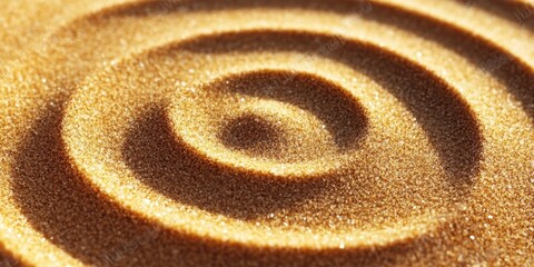 Hypnotic Concentric Circles Background with Tan Sand Spiral Pattern for Relaxation and Zen Aesthetic