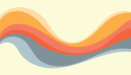 Color wave bands flowing across yellow space in smooth layered motion