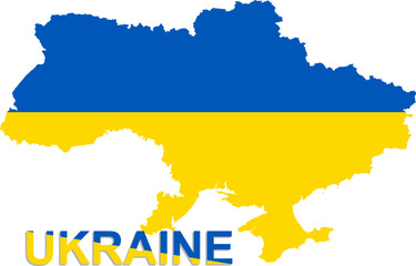 Obraz premium Map of Ukraine, map of Ukraine in the colors of the national flag, blue and yellow map of Ukraine. Vector, designer illustration, web banner, postcard. Vector image.