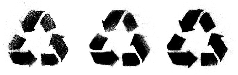 Recycle Icons Stencil Grunge Spray Paint Stroke PNG Transparent