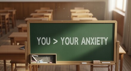 Empowering classroom message: You are greater than your anxiety, inspiration for students and teachers, mental health awareness, positive learning