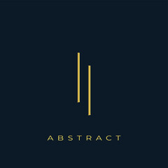 II Abstract Golden Logo Design. Abstract Golden Symbol Composition on a Dark Navy Blue Background