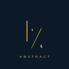 IZ Abstract Golden Logo Design. Abstract Golden Symbol Composition on a Dark Navy Blue Background