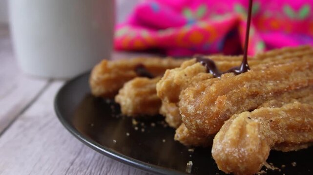 Drizzle with melted chocolate. Mexican dessert