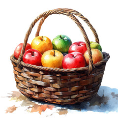Ziziphus Fruit Basket, watercolor illustration vector, isolated on a white background.