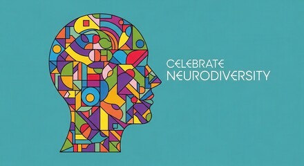 Celebrate neurodiversity with a vibrant, colorful mind illustration, fostering inclusivity and acceptance in a world that embraces diverse perspectives