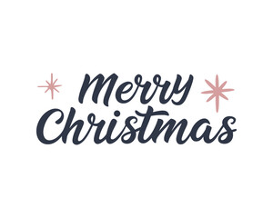 Festive Merry Christmas Graphic Design with Delicate Stars Holiday Greetings and Celebrations Seasonal Design for Cards