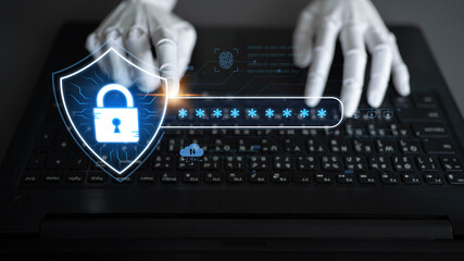 An AI assistant manages an advanced network security system. It integrates password protection with biometric authentication and cloud verification for robust data safety. Fermion