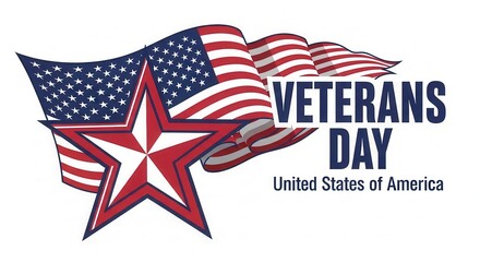 Show your patriotic spirit with this bold Veterans Day graphic featuring the American flag and star, perfect for honoring our heroes this holiday
