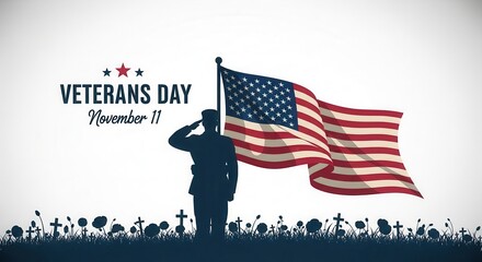 Remembering heroes on Veterans Day with an American flag and honoring veterans past and present on November 11th with great patriotic symbolism
