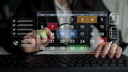 A digital calendar interface for business planning and organization. Used for scheduling events,...