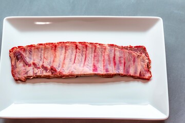 Raw, cleaned pork ribs, nutritious and healthy.