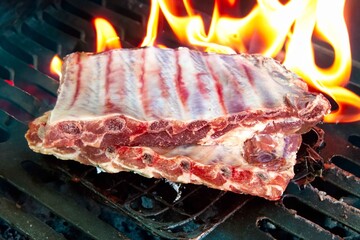 Raw, cleaned pork ribs, nutritious and healthy.