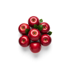 Red apples arranged in a neat cluster on white isolated background