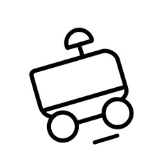 Thin-line autonomous robot vehicle icon, slightly angled, transparent PNG, ideal for visuals related to smart mobility, AI automation and future transportation technology.