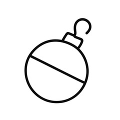 Minimalist icon of a stylized Christmas ball, thin slanted line and no shadow, transparent PNG, ideal for modern festive design and elegant Christmas elements.