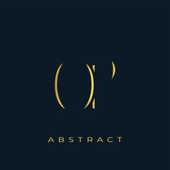 OP Abstract Golden Logo Design. Abstract Golden Symbol Composition on a Dark Navy Blue Background