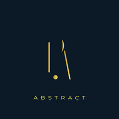 PA Abstract Golden Logo Design. Abstract Golden Symbol Composition on a Dark Navy Blue Background